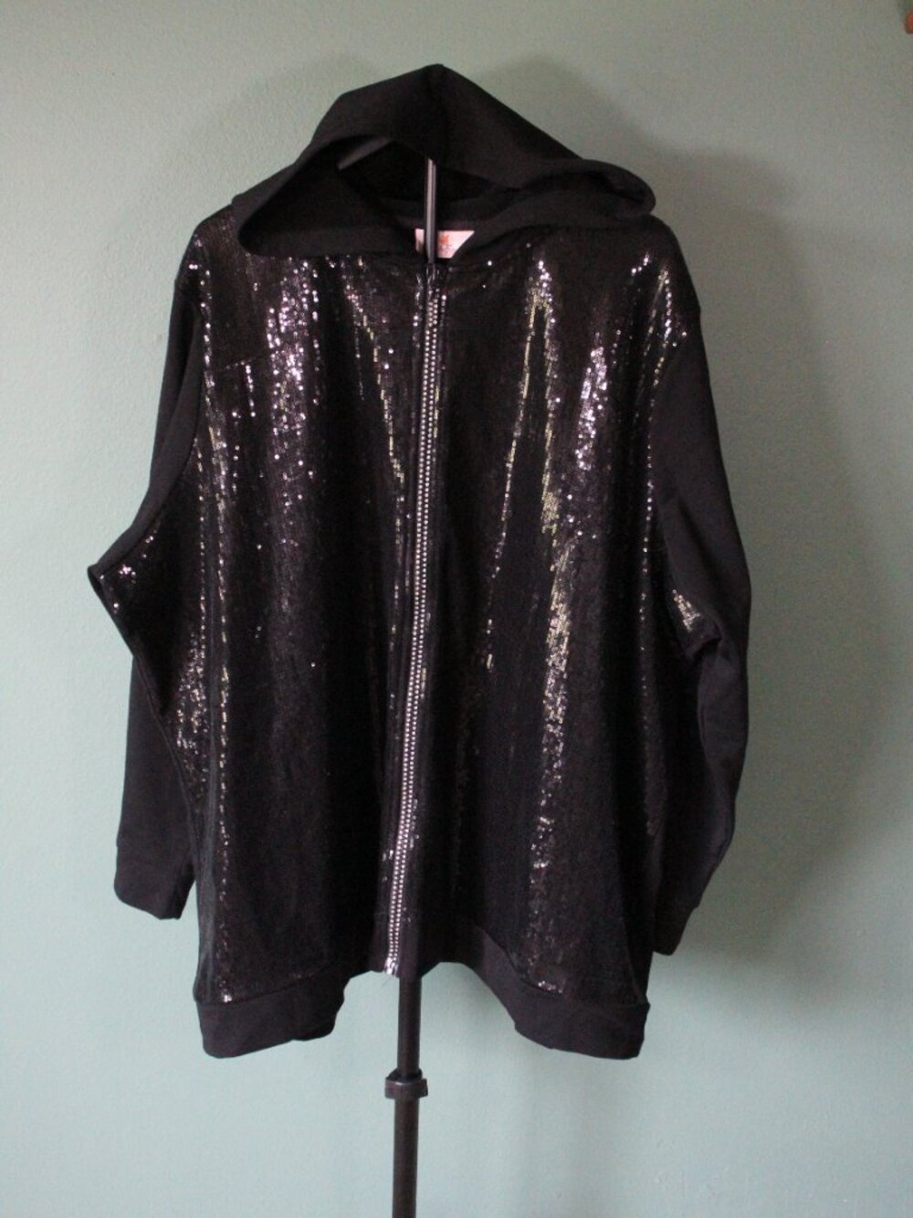 Quacker Factory Embellished Front Zip Hoodie - Picture 3 of 6